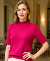 Comprar blusa tricot feminina rosa meia manga felpuda cashemere elegante para looks confortáveis na meia-estação e inverno em promoção ZARA